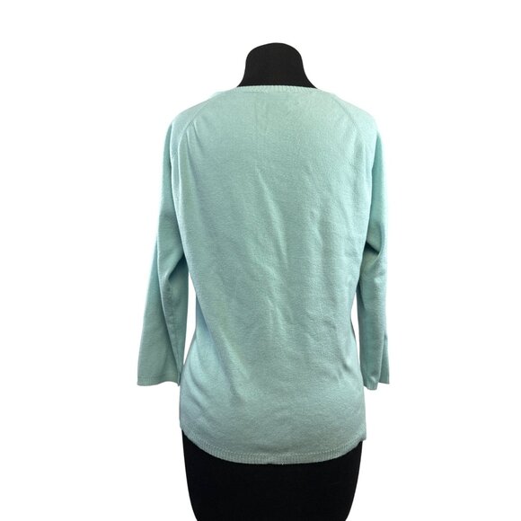 Ann Taylor Loft Women's Light Blue V-Neck Sweater XL Rayon/Nylon Blend - Picture 3 of 7